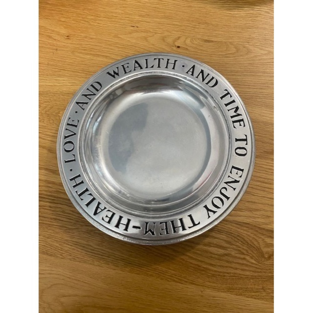 Wilton Armetale Decorative Plate Unisex OS Silver Good Health Love Wealth Quote